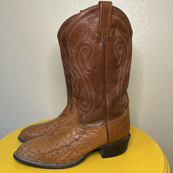 Tony Lama CZ906 Brittle Ostrich Quill Cowboy Western Mens Boots Size 10 D - Picture 9 of 16